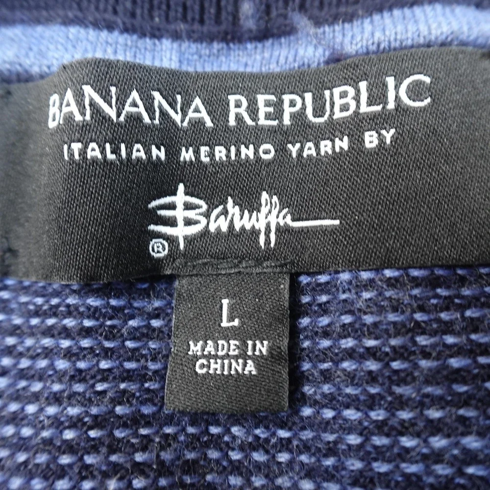 Banana Republic Sweater Mens L Blue Merino Wool Birdseye‎ Knit Crewneck Pullover